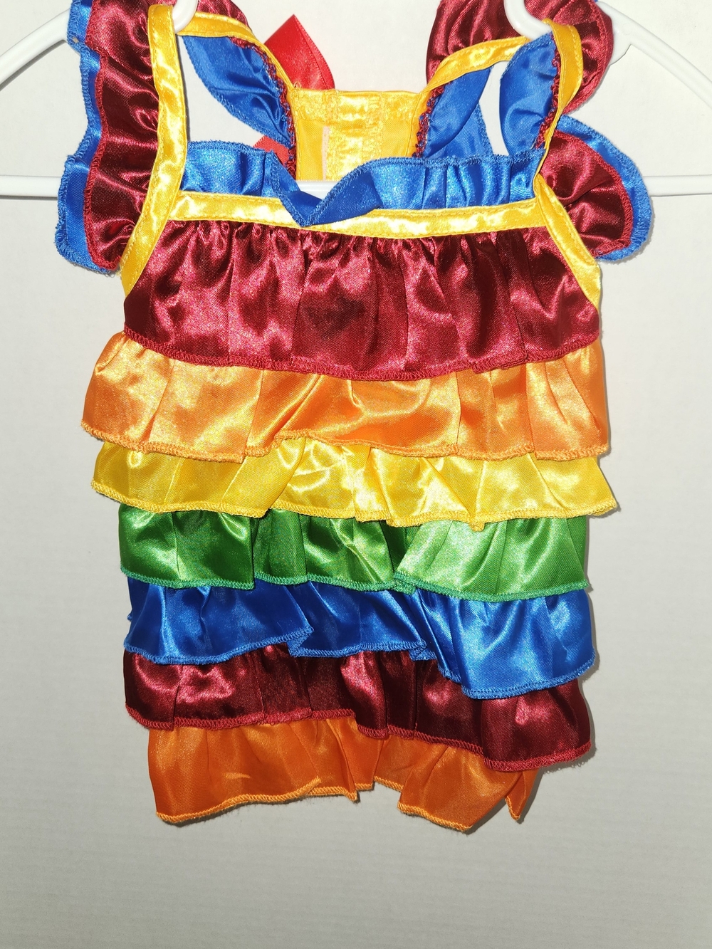 Rainbow Ruffle Pet Dress - Multicolor Satin Layers